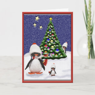 Cartes Pour Fêtes Annuelles Paradis de Noël de pingouins Art personnalisé