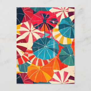 Cartes Pour Fêtes Annuelles Parapluie Rétro Jour de Pluie Pop Art