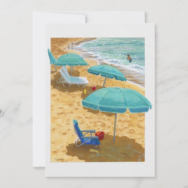 Cartes Pour Fêtes Annuelles Parasols de plage de Maui - Baie de Kapalua (Devant)