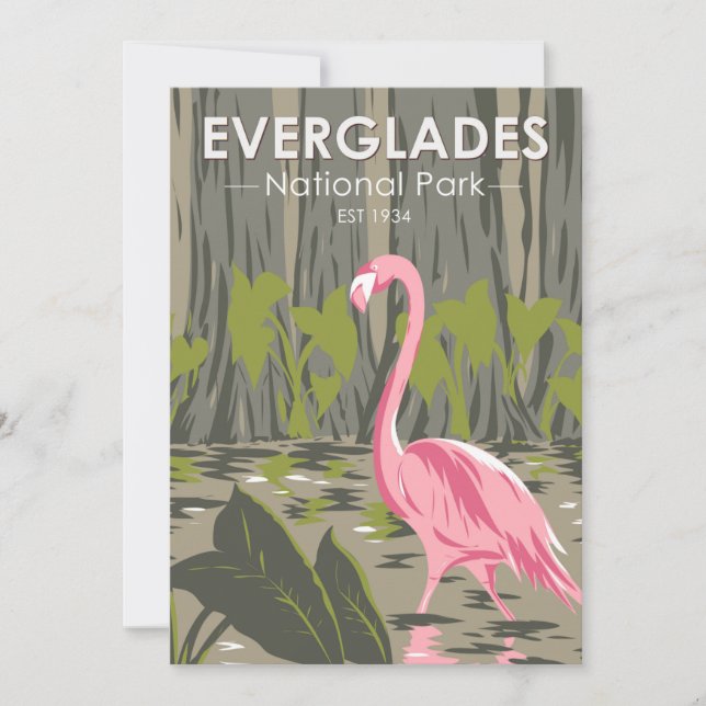 Cartes Pour Fêtes Annuelles Parc national des Everglades Floride Flamant rose  (Devant)