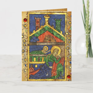 CARTES POUR FÊTES ANNUELLES PARCHEMENT DE NATIVITÉ AVEC BÉNÉDICTION DE NOËL IR