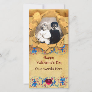 CARTES POUR FÊTES ANNUELLES PARCHEMENT FLORAL ET COEUR VALENTINE JOUR ANTIQUE