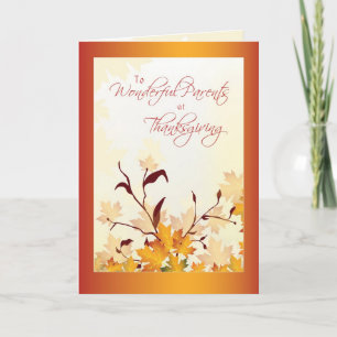 Cartes Pour Fêtes Annuelles Parents Thanksgiving Feuilles rouges