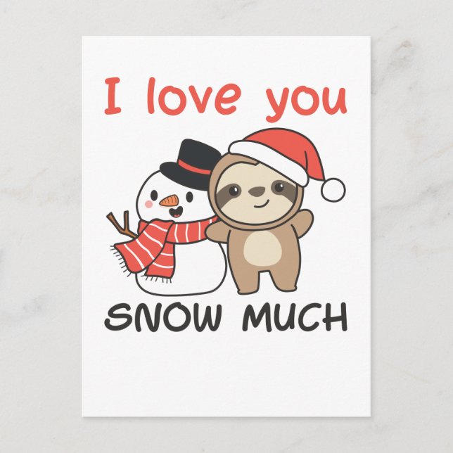 Cartes Pour Fêtes Annuelles Paresseux je t'aime neige autant bonhomme de neige (Devant)