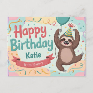 Cartes Pour Fêtes Annuelles Paresseux Joyeux Personnalisé Joyeux Anniversaire