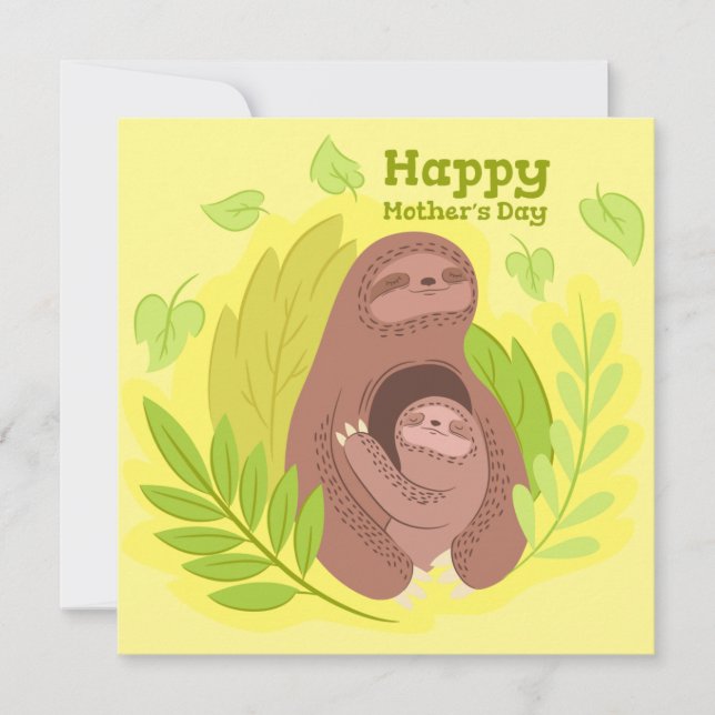 Cartes Pour Fêtes Annuelles Paresseux Mignon (Devant)