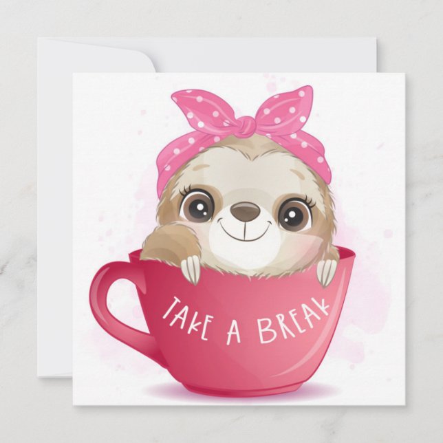 Cartes Pour Fêtes Annuelles Paresseux Mignon (Devant)