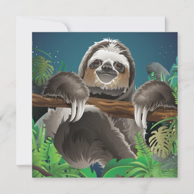 Cartes Pour Fêtes Annuelles Paresseux Mignon (Devant)