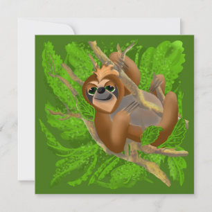 Cartes Pour Fêtes Annuelles Paresseux Ridicule Se Relaxant Dans Un Arbre