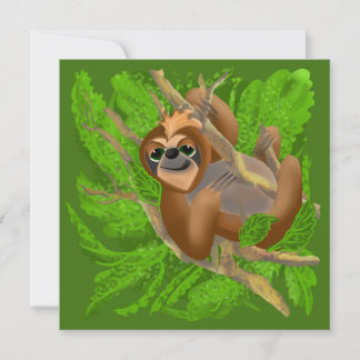 Cartes Pour Fêtes Annuelles Paresseux Ridicule Se Relaxant Dans Un Arbre