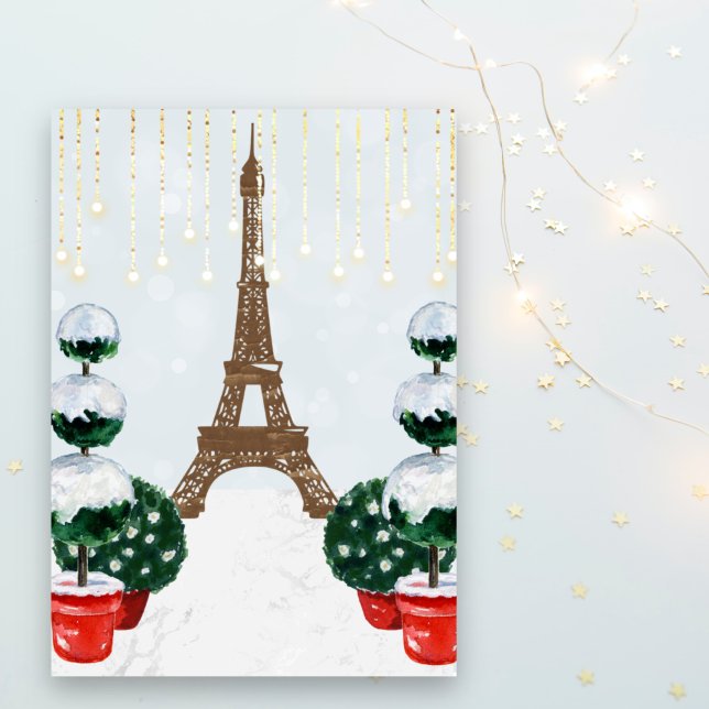 Cartes Pour Fêtes Annuelles Paris Hiver Tour Eiffel Noël opiacé (Créateur téléchargé)