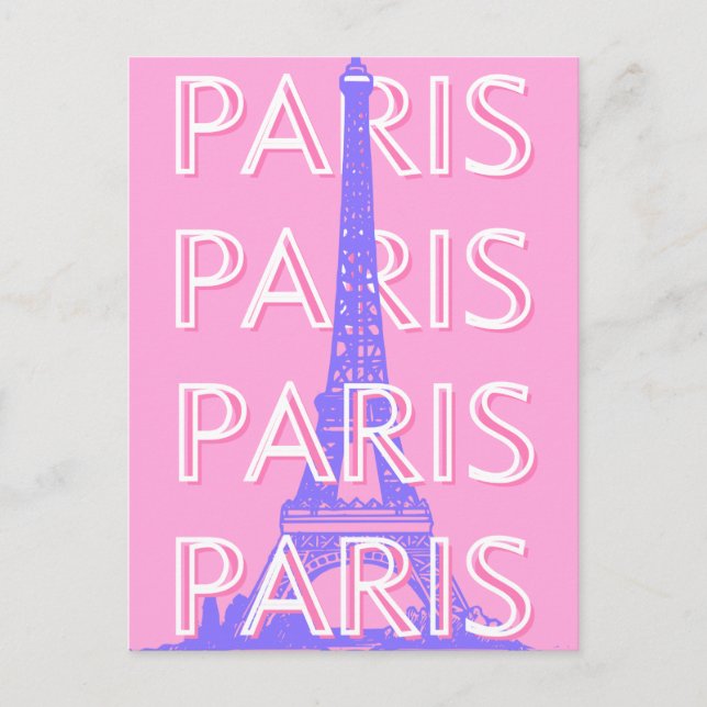 Cartes Pour Fêtes Annuelles Paris Travel Art, Travel Art, Rose (Devant)
