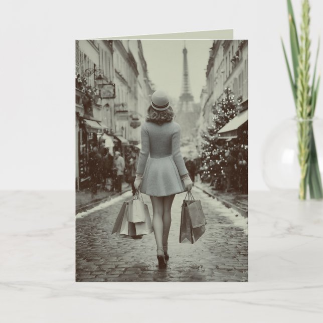 Cartes Pour Fêtes Annuelles Paris Winter Shopping Stroll (Devant)