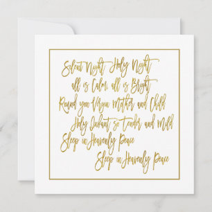 Cartes Pour Fêtes Annuelles Paroles de Noël Carol Silent Night Gold White