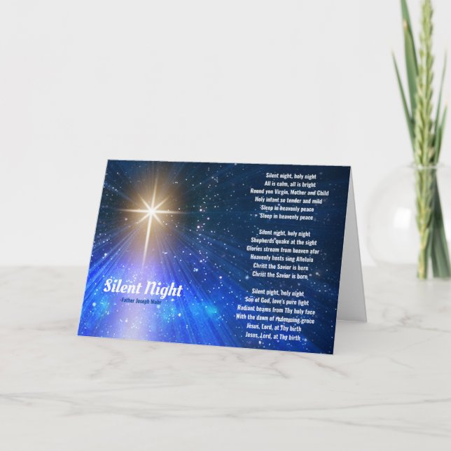 Cartes Pour Fêtes Annuelles Paroles de nuit silencieuse Noël (Devant)