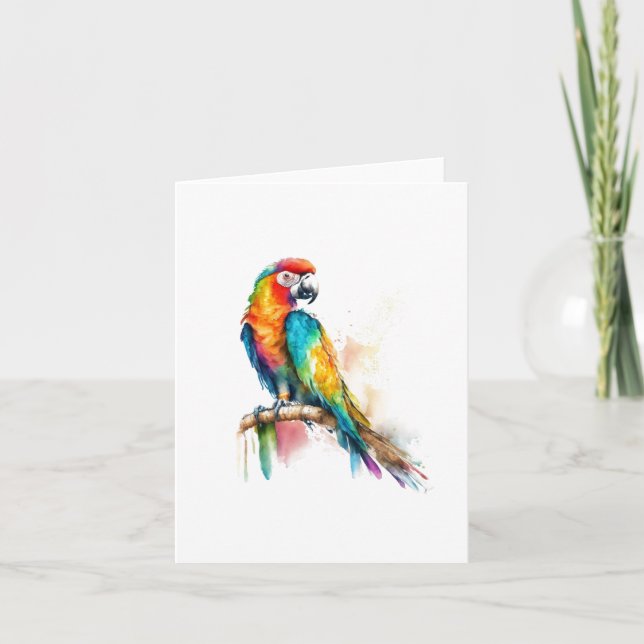 Cartes Pour Fêtes Annuelles Parrot D Bird Portrait en Aquarelles & Stylo (Devant)