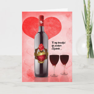 Cartes Pour Fêtes Annuelles Partenaire à vie pour la Saint-Valentin Vin & Coeu