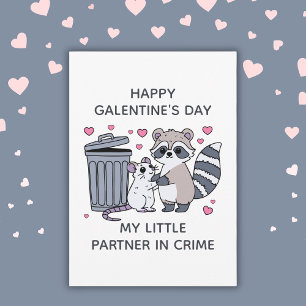 Cartes Pour Fêtes Annuelles Partenaire de crime de raton laveur Funny Galentin