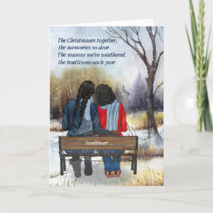 Cartes Pour Fêtes Annuelles Partenaire de vie Couple afro-américain lesbienne