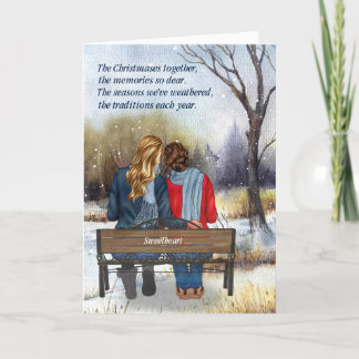 Cartes Pour Fêtes Annuelles Partenaire de vie Noël Couple lesbien caucasien
