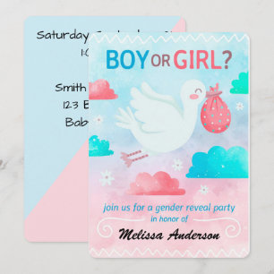 Cartes Pour Fêtes Annuelles Parti de révélation de genre