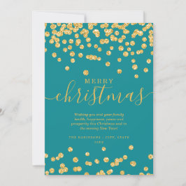 Cartes Pour Fêtes Annuelles Parties scintillant de Noël OR simple Turquoise