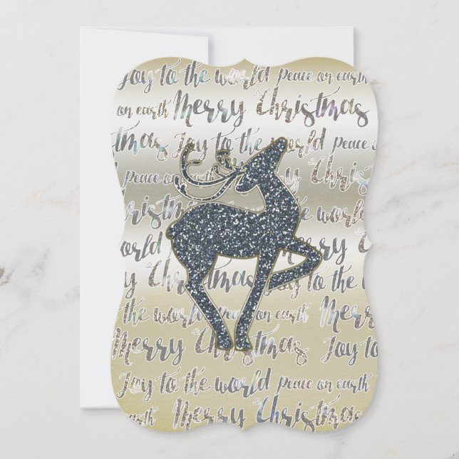 Cartes Pour Fêtes Annuelles Parties scintillant de Noël REINDEER Photo Holiday (Devant)