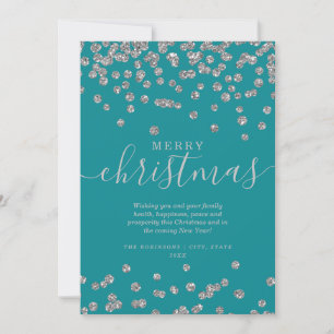 Cartes Pour Fêtes Annuelles Parties scintillant de vacances de Noël argent sim