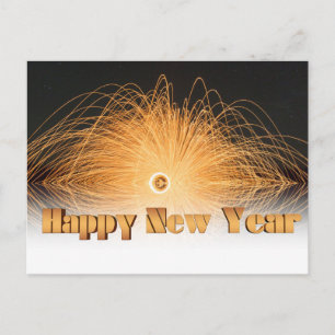 Cartes Pour Fêtes Annuelles Parties scintillant d'or feux d'artifice Bonne ann