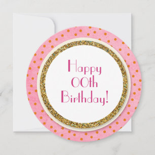 Cartes Pour Fêtes Annuelles Parties scintillant d'or N'importe quel anniversai