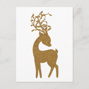 Cartes Pour Fêtes Annuelles Parties scintillant d'or Noël Reindeer