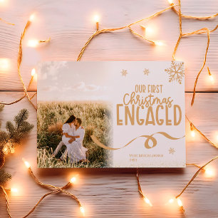 Cartes Pour Fêtes Annuelles Parties scintillant d'or photo premier Noël engagé