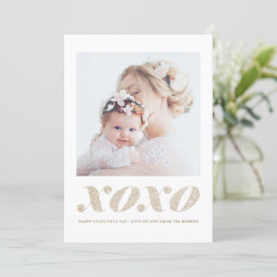 Cartes Pour Fêtes Annuelles Parties scintillant d'or XOXO Faux Champagne Saint