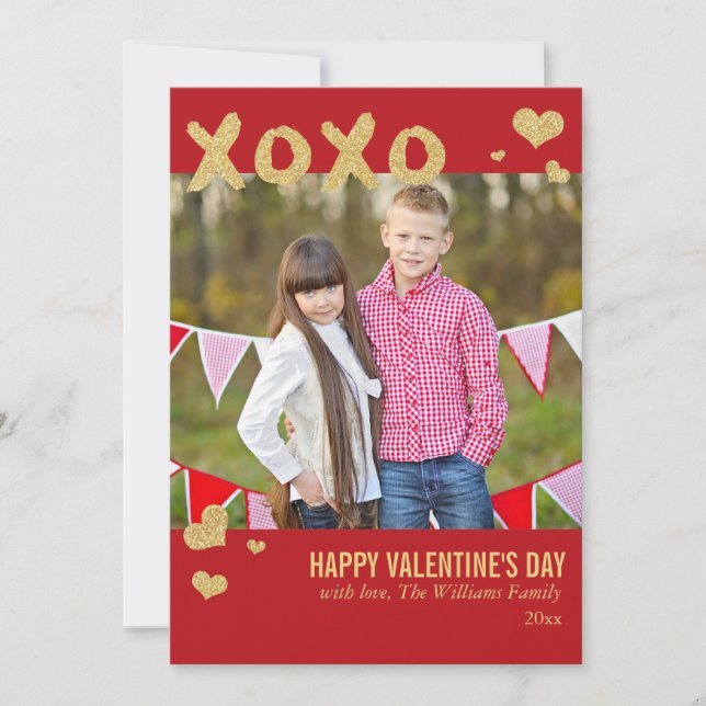 Cartes Pour Fêtes Annuelles Parties scintillant d'or XOXO Valentine's Day Card (Devant)