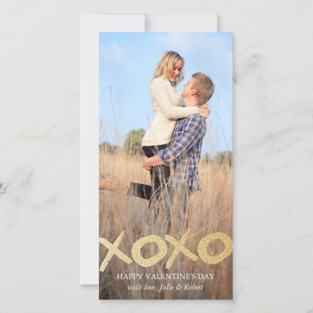 Cartes Pour Fêtes Annuelles Parties scintillant d'or XOXO Valentine's Day Cart (Devant)