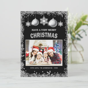 Cartes Pour Fêtes Annuelles Parties scintillant en argent Snowflakes Joyeux No