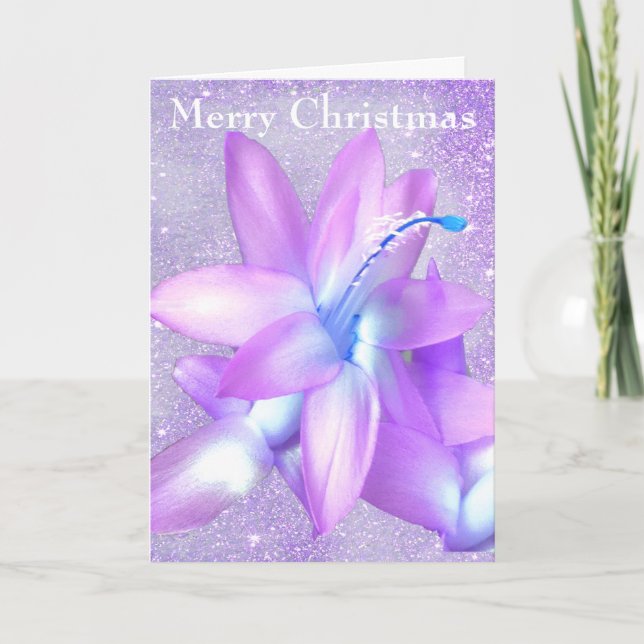 Cartes Pour Fêtes Annuelles *~* Parties scintillant Fleur de Noël Cactus Perso (Devant)