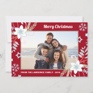 Cartes Pour Fêtes Annuelles Parties scintillant florale Snowflakes Red Christm
