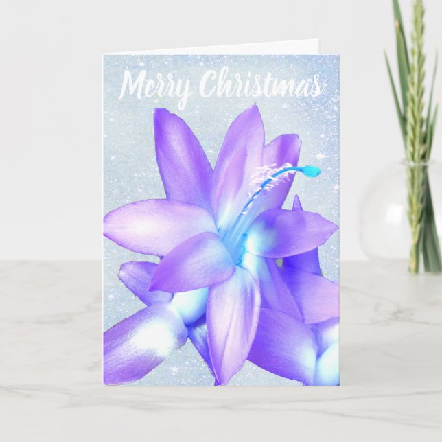 Cartes Pour Fêtes Annuelles *~* Parties scintillant Joyeux Noël Fleur Personna (Devant)