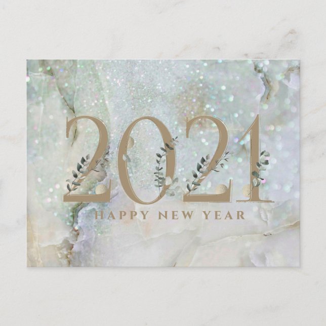 Cartes Pour Fêtes Annuelles Parties scintillant moderne marbre Bonne année 202 (Devant)