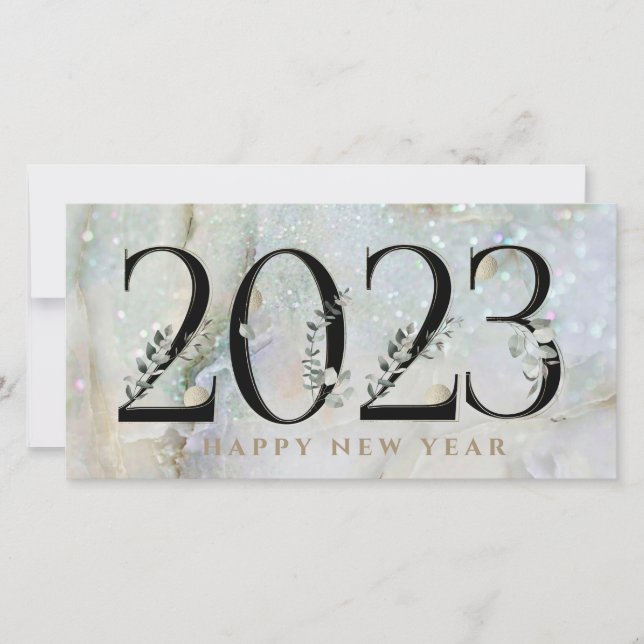 Cartes Pour Fêtes Annuelles Parties scintillant moderne marbre Bonne année 202 (Devant)
