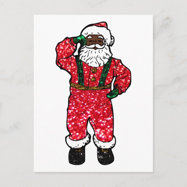 Cartes Pour Fêtes Annuelles parties scintillant noir santa claus (Devant)