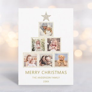 Cartes Pour Fêtes Annuelles Parties scintillant or Christmas Photo Tree Holi