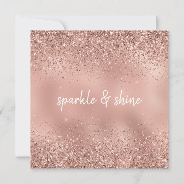 Cartes Pour Fêtes Annuelles Parties scintillant or Rose Glam (Devant)