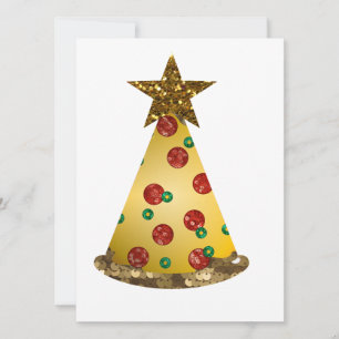 Cartes Pour Fêtes Annuelles parties scintillant pizza arbre de noël