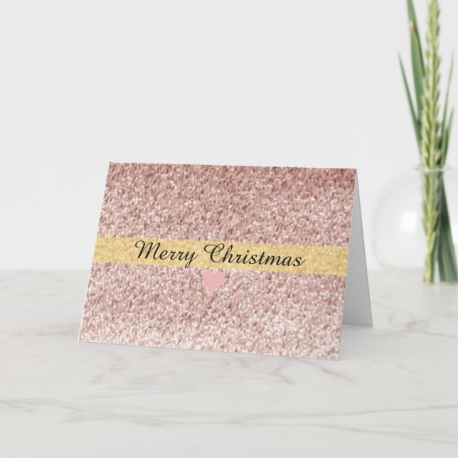 Cartes Pour Fêtes Annuelles Parties scintillant rose Gold Faux Joyeux Noël (Devant)
