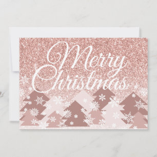 Cartes Pour Fêtes Annuelles Parties scintillant rose pâle Joyeux sapins roses 