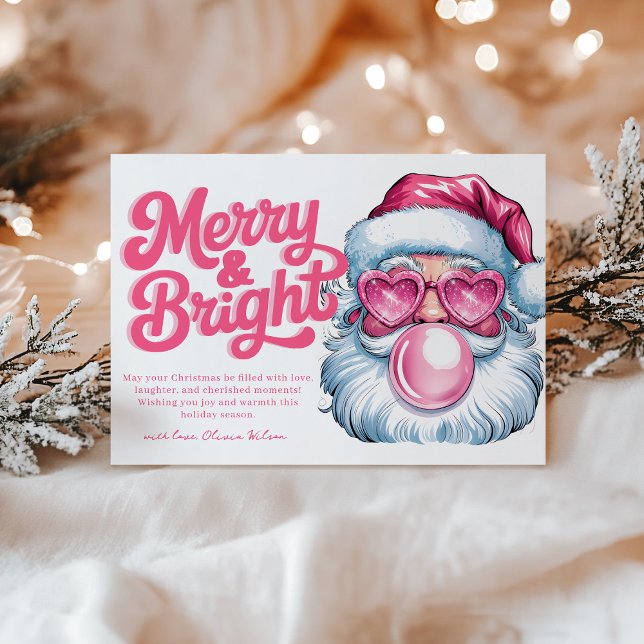 Cartes Pour Fêtes Annuelles Parties scintillant rose Père Noël moderne chic ca (Créateur téléchargé)