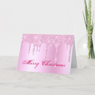 Cartes Pour Fêtes Annuelles Parties scintillant rose tendance gouttes de Noël 