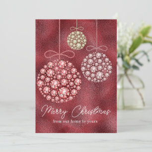 Cartes Pour Fêtes Annuelles Parties scintillant Rouge Photo Ornement de Noël É